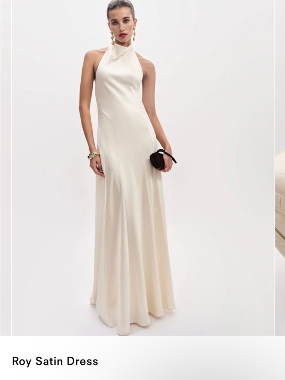 Reformation Cream Satin Halter Wedding Dress - Picture 3 of 8